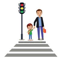 traffic lights pedestrian on the sidewalk vector