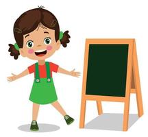 cute happy kids and chalkboard vector