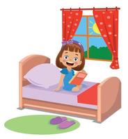 boy reading a book in bed vector