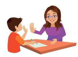 teacher and student giving high five vector