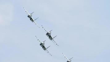 NOVOSIBIRSK, RUSSIAN FEDERATION JULY 28, 2019 - Russian Falcons aerobatic team. Airshow at the Mochishe aerodrome UNNM video