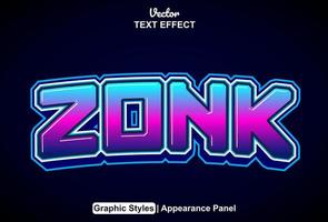 zonk text effect with graphic style and editable. vector