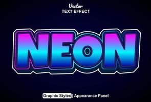 neon text effect with graphic style and editable. vector