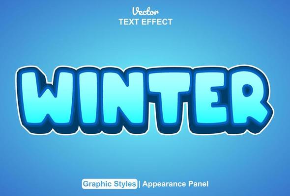 winter text effect with graphic style and editable.