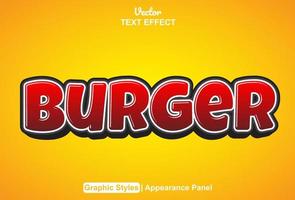 burger text effect with graphic style and editable. vector