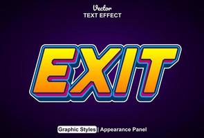 exit text effect with graphic style and editable. vector