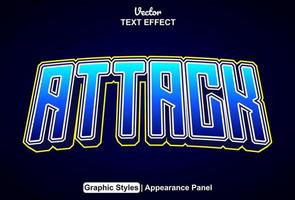 attack text effect with graphic style and editable. vector