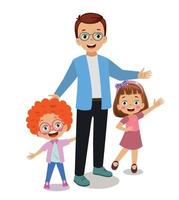 father with girl and boy vector