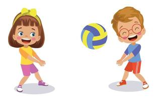 cute boys and girl playing ball vector