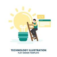 Flat style programming idea brainstorming. climb the stairs. concept web infographics vector illustration. Creative people collection