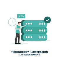 Business characters using remote servers to analyzing large sets of data and recognizing mistakes. vector