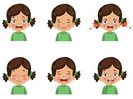 cute kid face expression emoji emoticon set vector