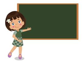 cute boy pointing at the classroom board vector