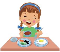 cute little boy having breakfast vector