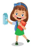 happy cute kid boy drink fresh milk vector