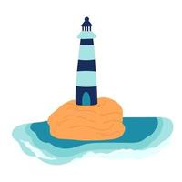 Lighthouse icon isolated on white flat hand drawing vector