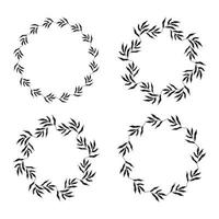 Illustration of collection of assorted circle shaped black frames made of plants on white isolated background vector