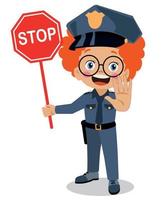 police officer making a stop sign vector