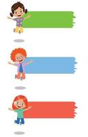 cute kids and colorful benners vector