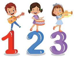 cute kids learn numbers along with numbers vector