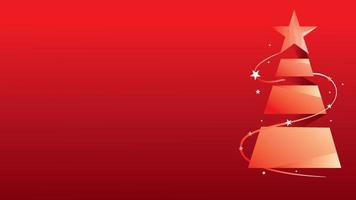 Christmas background on gradient red with Christmas tree. ribbon Christmas tree vector illustration