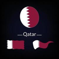 Vector illustration of collection of Qatar flag. symbols on various objects and state signs