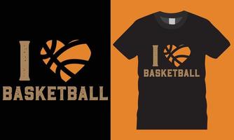 tipografía me encanta baloncesto creativo camiseta diseño vector