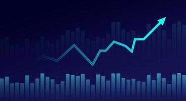 Gráfico de gráfico de palo de vela de negocios de comercio de inversión en bolsa sobre fondo azul. punto alcista, tendencia del gráfico. ilustración vectorial eps10 vector