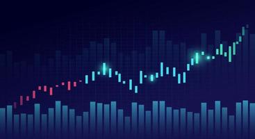 Business candle stick graph chart of stock market investment trading on blue background. Bullish point, Trend of graph. Eps10 Vector illustration