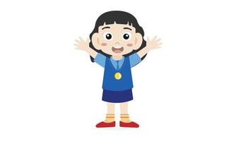 happy kid achive first rank art vector