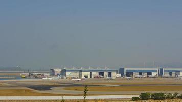 HONG KONG NOVEMBER 09, 2019 - Timelapse of Hong Kong International Airport Chek Lap Kok, view from Lantau Island video