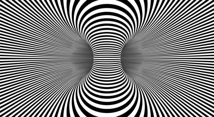 Optical illusion background distoted lines. Monochrome optical distortion. EPS 10