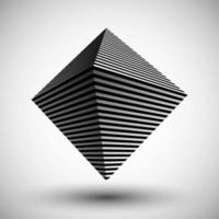 3d Striped Cube on blue background. Optical illusion vector illustration.