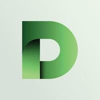 Vector abstract letter D green logo design concept.