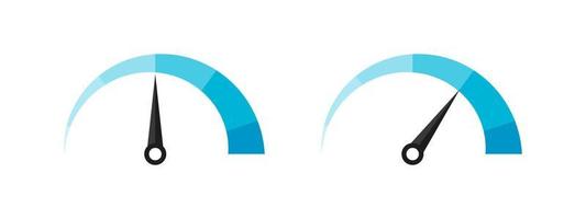 Risk meter. Satisfaction meter. Speedometer scale. Minimum to Maximum. Vector illustration