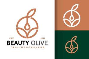 diseño de logotipo de aceite de oliva de belleza, vector de logotipos de identidad de marca, logotipo moderno, plantilla de ilustración vectorial de diseños de logotipos