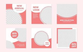 Modern Pastel Red Social Media Feeds Template Design vector