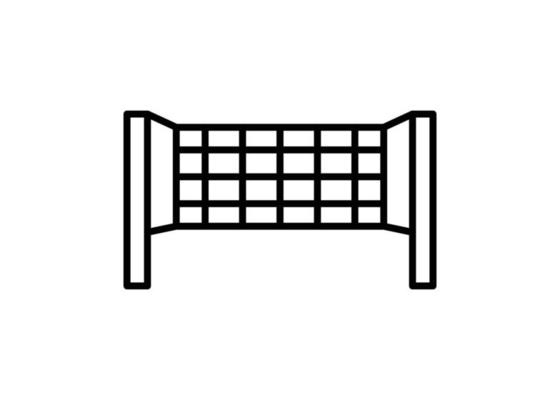 Premium Vector  An orange volleyball net stretched between two blue poles.  grid for team sports such as volleyball badminton. vector illustration in a  flat style isolated on a white background