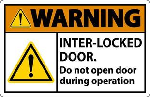 señales de seguridad que advierten que las puertas de enclavamiento no abren la puerta durante el funcionamiento. vector