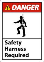 Danger Safety Harness Required Sign On White Background vector