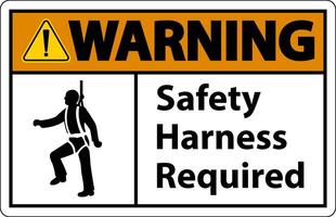 Warning Safety Harness Required Sign On White Background vector