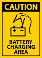 Caution Battery Charging Area Sign On White Background vector