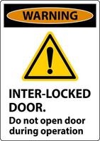 Safety sign warning Interlock doors do not open door during operation. vector