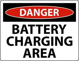 Danger Battery Charging Area Sign On White Background vector