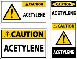 Caution Acetylene Sign On White Background vector