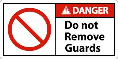 Danger Do Not Remove Guards and Hazard Sign On White Background vector