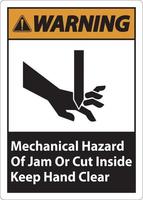 Warning Mechanical Hazard Of Jam Or Cut Inside Keep Hand Clear vector