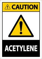 Caution Acetylene Sign On White Background vector