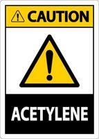 Caution Acetylene Sign On White Background vector