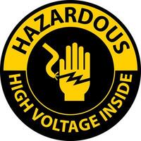 Caution Hazardous High Voltage Inside Sign On White Background vector